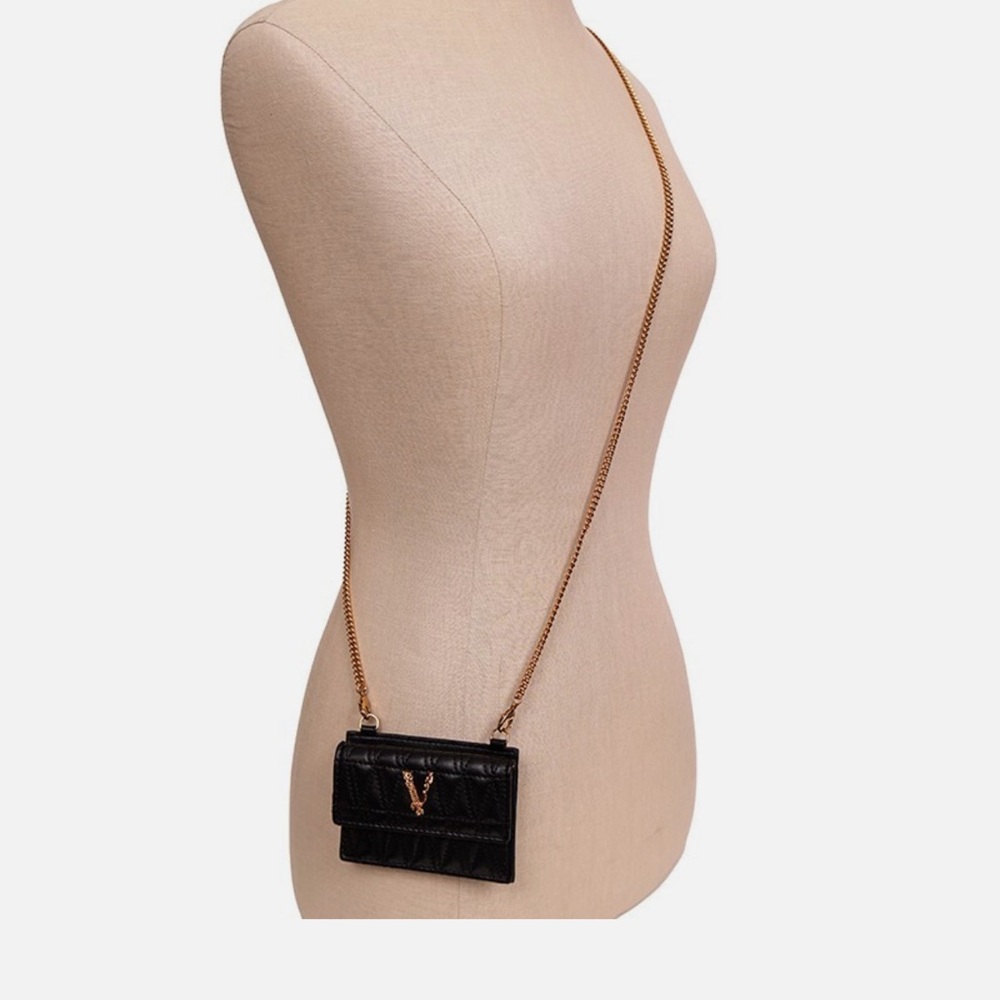 Versace Black Mini Bag with Gold Chain